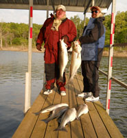 Jeff & Scooter with their limit of stripers, both caught 18 lb stripers, they fished with guide Tom Reynolds STR Outfitters
